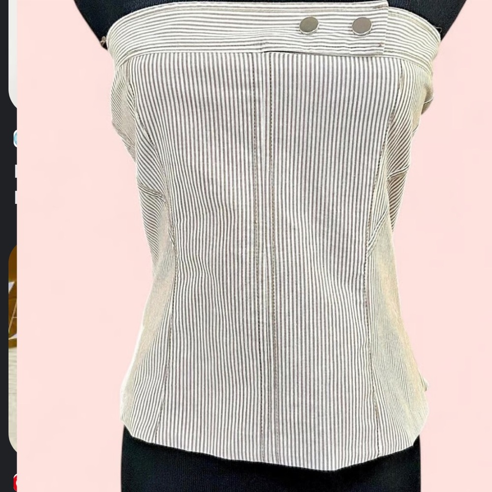 Zara pinstripe y2k corset tube top structured snap top closure medium
